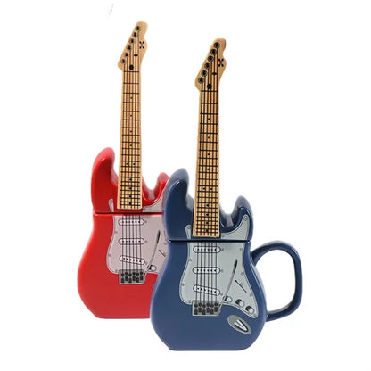 Guitar Shape Ceramic Mug Musician Music Lover