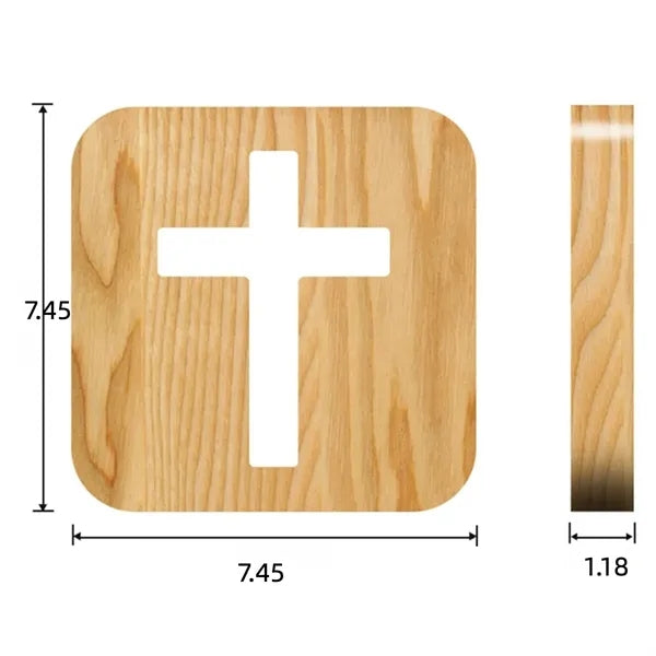 Jesus Cross Night Light Christian Home Decor Lamp Wooden