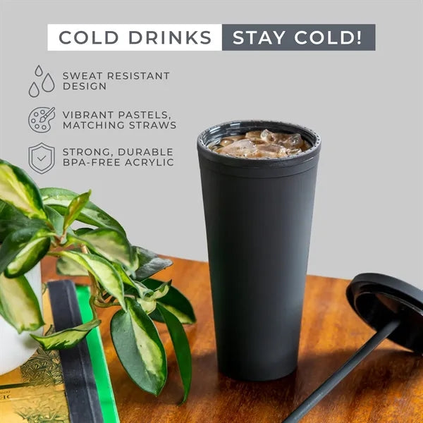 Acrylic Tumbler with Lid and Straw 22OZ