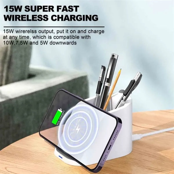 15W Wireless Charger With Pen Holder