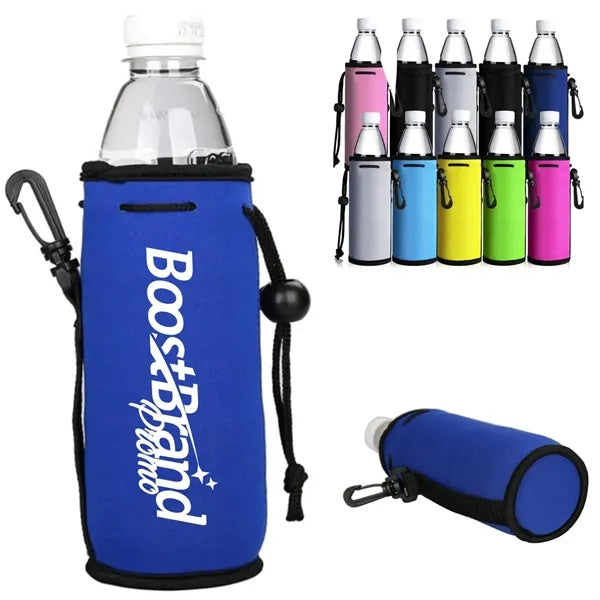 16Oz. Neoprene Can Cooler Sleeve with Drawstring Clip Hook
