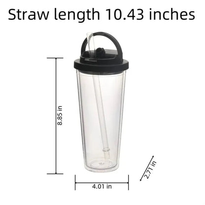 24 Oz. Portable Double Layer Plastic Straw Cups