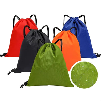 600D Football Pattern Polyester Drawstring Backpack