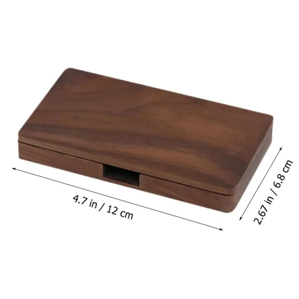Magnetic Solid Wood Business Card Holder Box Case
