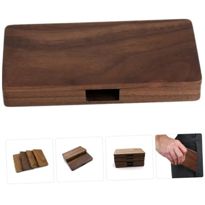 Magnetic Solid Wood Business Card Holder Box Case