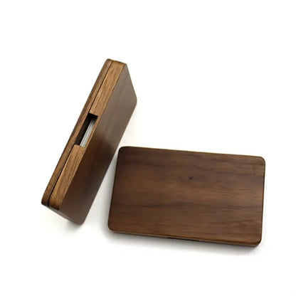 Magnetic Solid Wood Business Card Holder Box Case