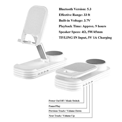 Foldable Bluetooth Speaker Phone Stand