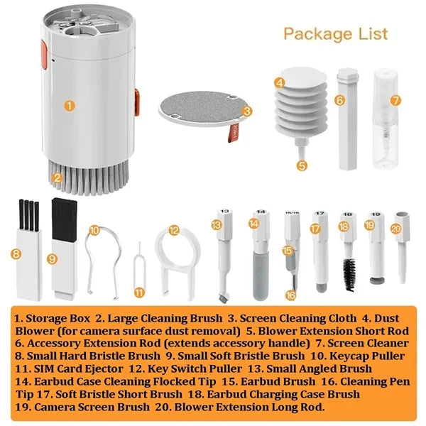 20-in-1 ABS Keyboards Bluetooth Earbuds Cleaning Kit
