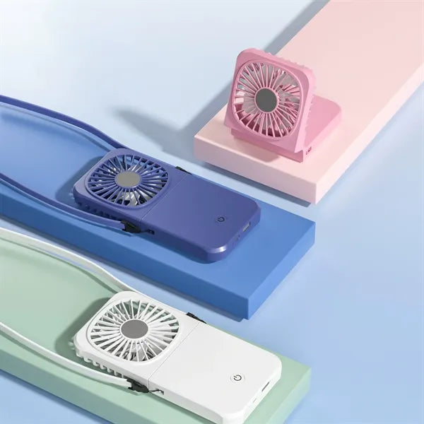 3-in-1 ABS Foldable Neck Mini Fan & Power Bank