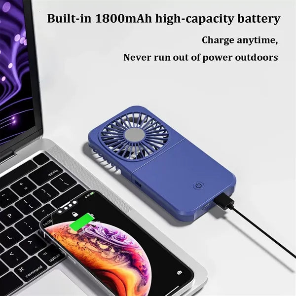 3-in-1 ABS Foldable Neck Mini Fan & Power Bank