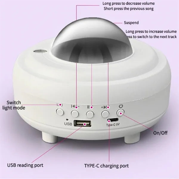 Northern Moon Lights Projector with Wireless Speaker