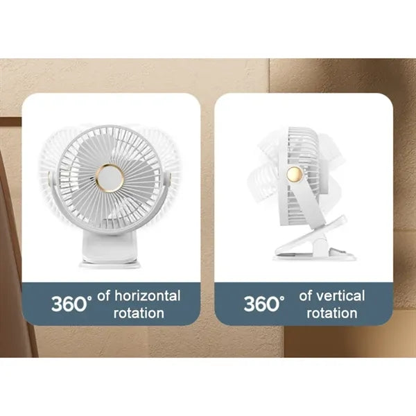 360 Rotate Clip on Fan with night light