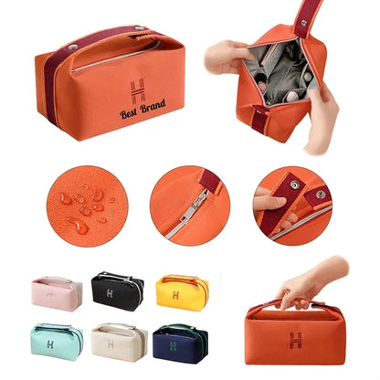 Portable Canvas Cosmetic Bag With Zipper