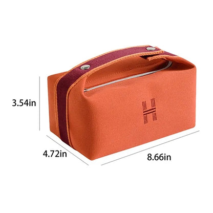 Portable Canvas Cosmetic Bag With Zipper
