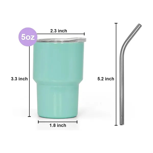 5Oz Mini Tumbler Shot Glass With Straw And Lid