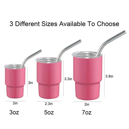 5Oz Mini Tumbler Shot Glass With Straw And Lid