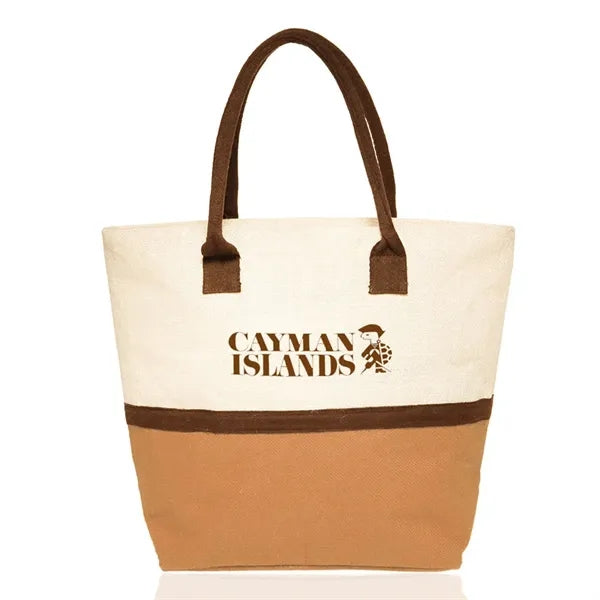 Two-Tone Jute Beach Tote Bags