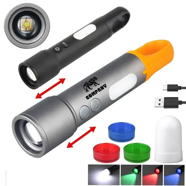 Rechargeable LED Flashlights with 4Color Lampshades