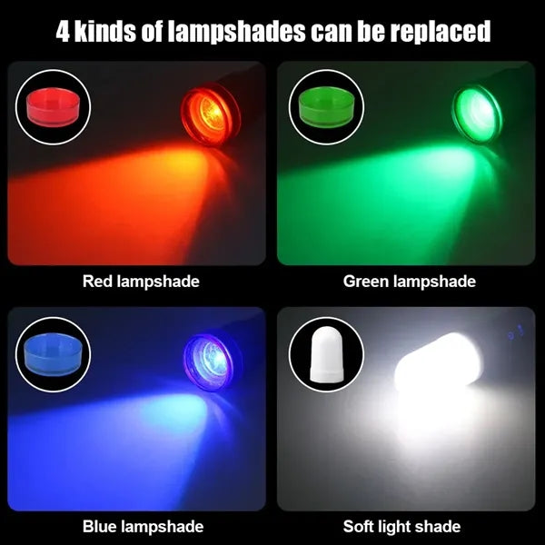 Rechargeable LED Flashlights with 4Color Lampshades