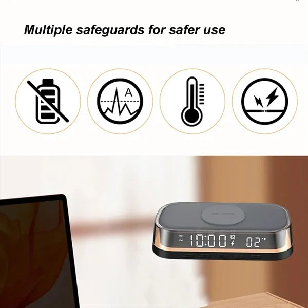 4 in 1 Wireless Charger Digital Alarm Clock