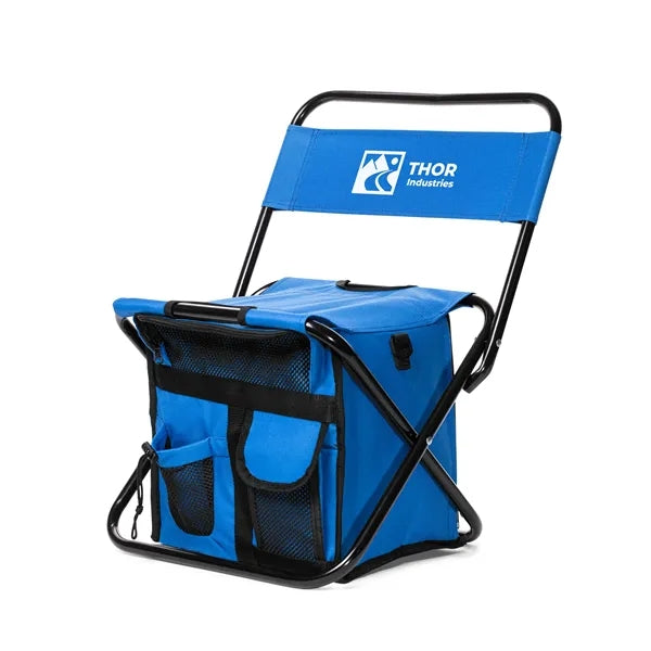 Folding Chair with 24 Can Cooler Bag & Pockets