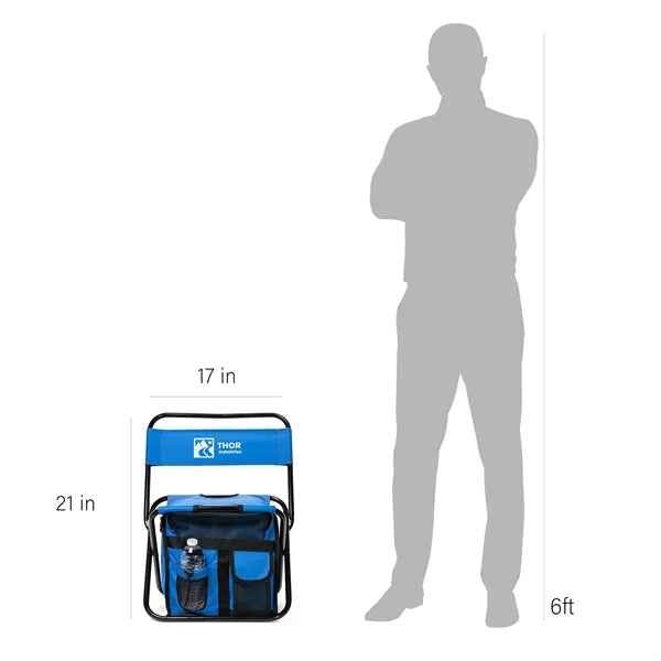 Folding Chair with 24 Can Cooler Bag & Pockets