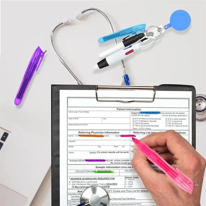 Mini Highlighter Nurse Pen Pack Set Retractable Badge Holder