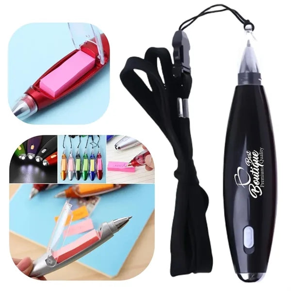 Led Light Ballpoint Pen With Sticky Note