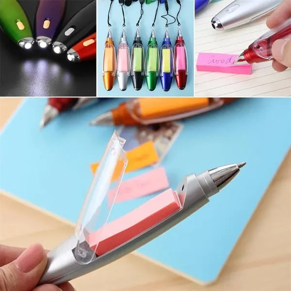 Led Light Ballpoint Pen With Sticky Note