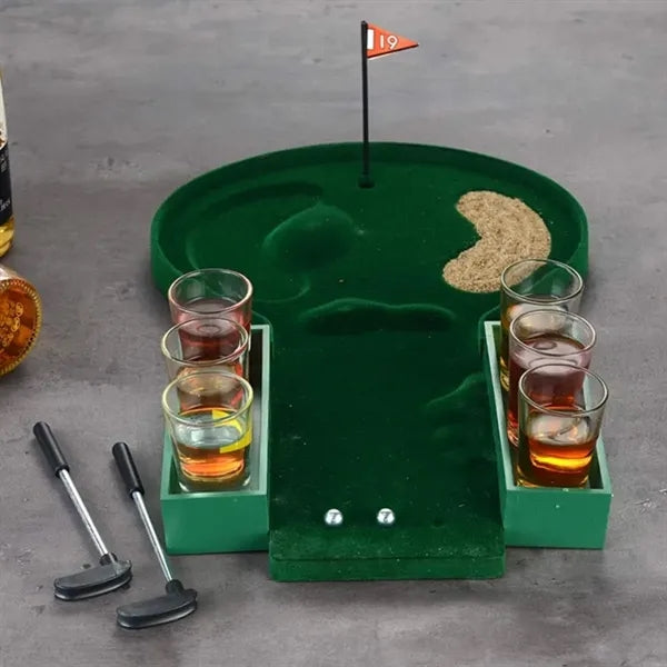 Mini Tabletop Golf Game With Glass Set Kit For Party Bar