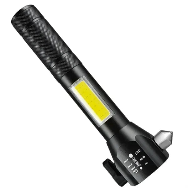 Portable COB Emergency Flashlight with Car Safety Hammer