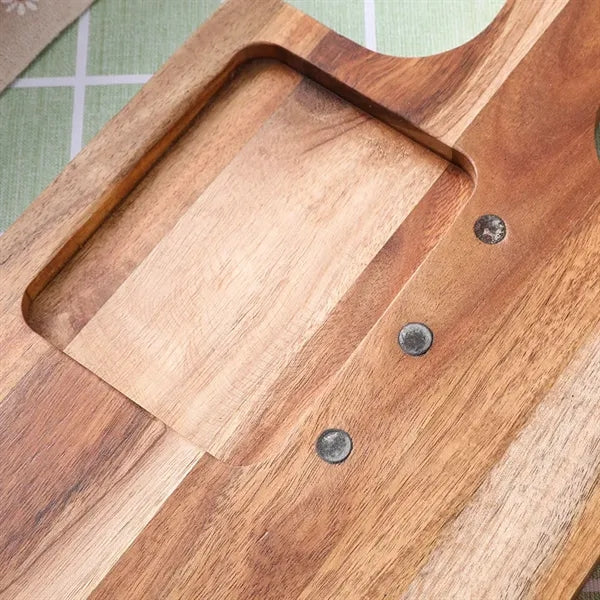 Wooden Cutting Board With Handle And Knife Set