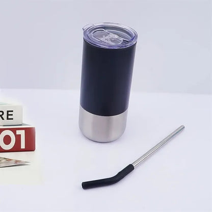 16 oz Stainless Steel Tumbler with Straw