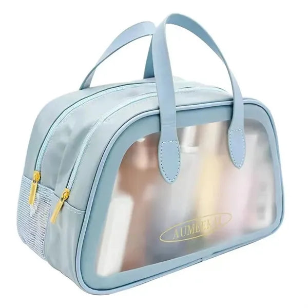 Clear Dry Wet Toiletry Bag Travel Makeup Pouch Handle