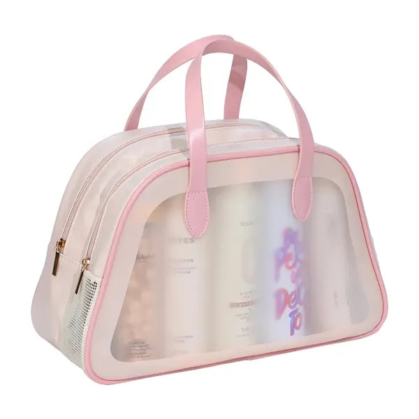 Clear Dry Wet Toiletry Bag Travel Makeup Pouch Handle