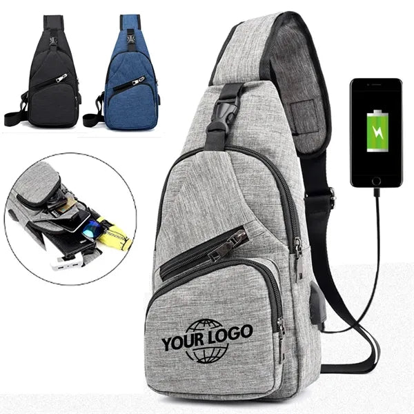 Multipurpose Crossbody Chest Bag With USB Hole