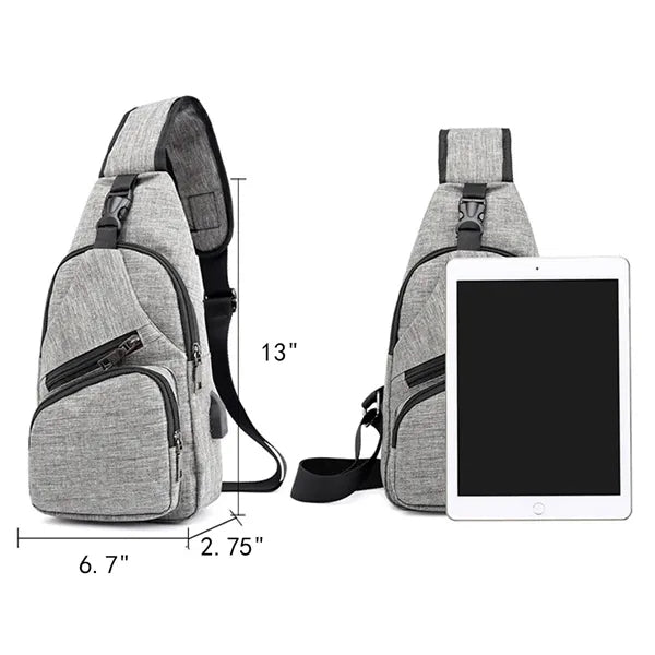 Multipurpose Crossbody Chest Bag With USB Hole