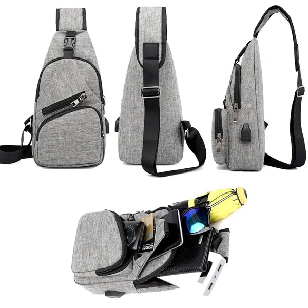 Multipurpose Crossbody Chest Bag With USB Hole