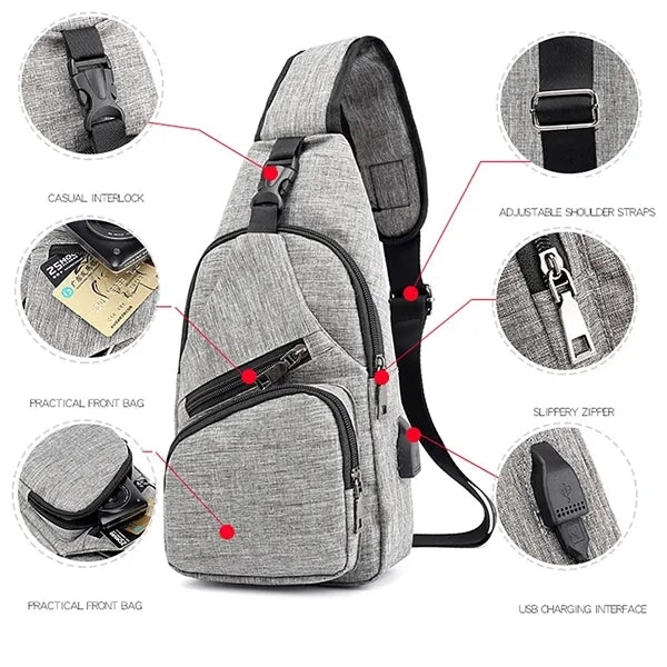 Multipurpose Crossbody Chest Bag With USB Hole