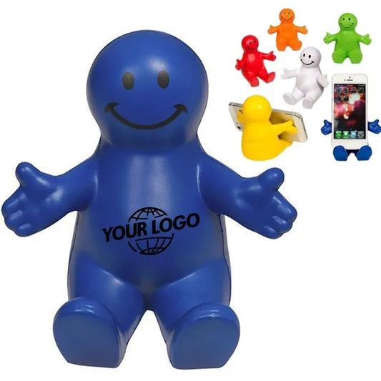 Squeezable Fun Colorful Smile Face Guy Phone Holders