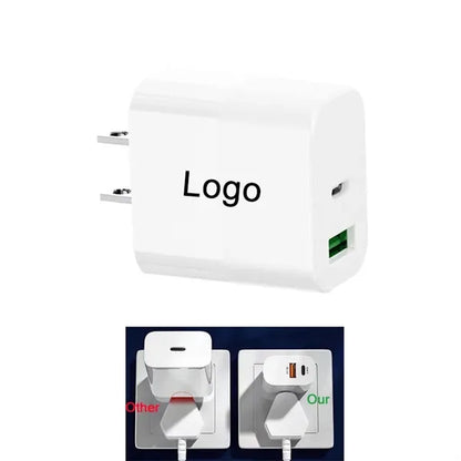 20W Dual Port USB C Fast Charger Block