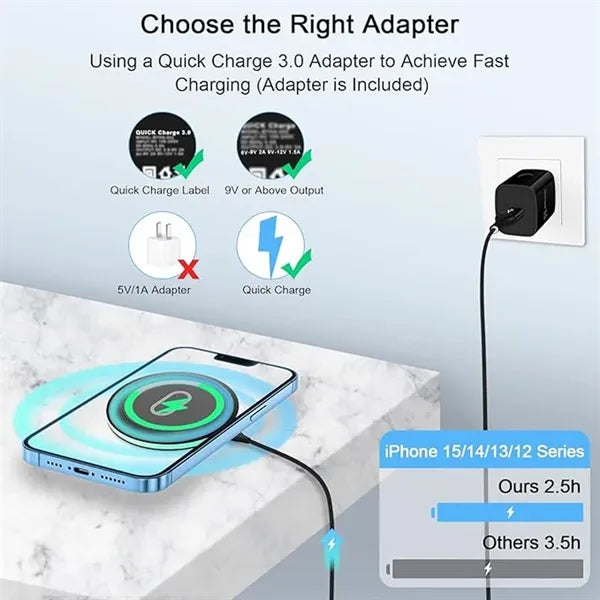 Wireless Fast Charging Pad with Adapter for Android / iPhone