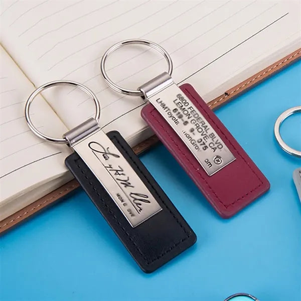 Portable Leather Stainless Steel Keychain