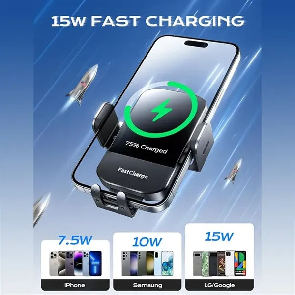 15W Auto Clamping Wireless Car Fast Charger