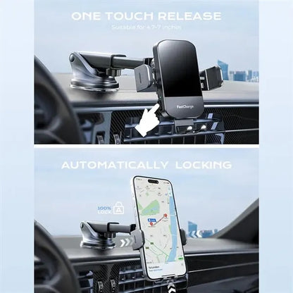 15W Auto Clamping Wireless Car Fast Charger