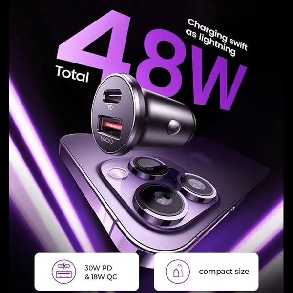 48W USB C Smallest Flush Car Charger Adapter