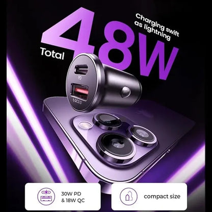 48W USB C Smallest Flush Car Charger Adapter
