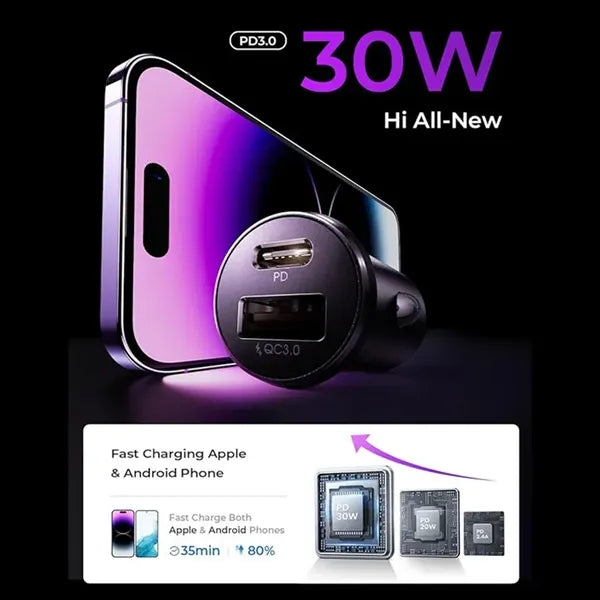 48W USB C Smallest Flush Car Charger Adapter