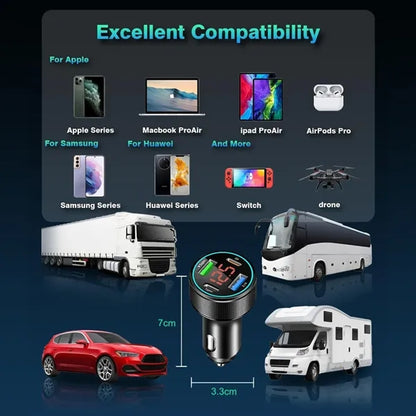 66W 4-Ports Car Charger Adapter with LED Voltmeter