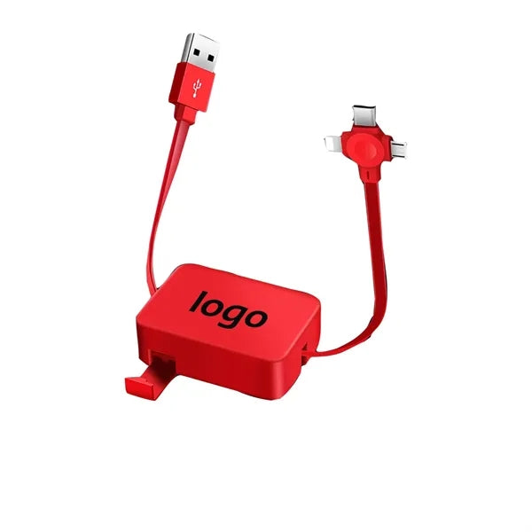 Square Retractable 3 In 1 Charging Data Cable